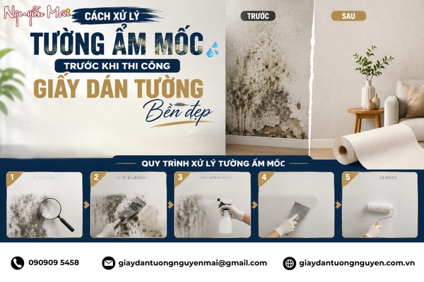 Cách Xử Lý Tường Ẩm Mốc Trước Khi Thi Công Giấy Dán Tường Bền Đẹp