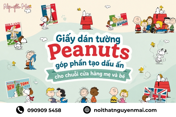 Giấy dán tường Peanuts góp phần tạo dấu ấn cho chuỗi cửa hàng mẹ và bé